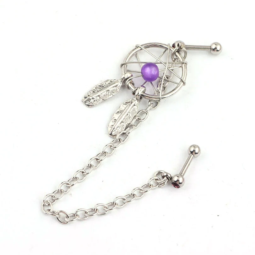 

1PCS Fashion Dream Catcher Crystal Eyebrow Nose Hoop Nose Rings Studs Ear Chain Piercing For Women Body Piercing Jewelry Gifts