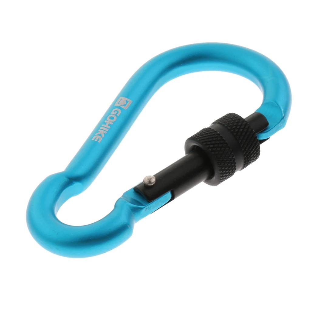 Strong Aluminum Alloy Camping Screw Locking Carabiner Keychain Hook Quickdraw for Hanging Water Bottle Bag Key Rope 