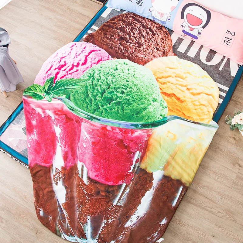 

1pcs Cartoon ice cream Summer Cool blanket air conditioning comforter children Adult ice cream blanket Cool in summer bedding