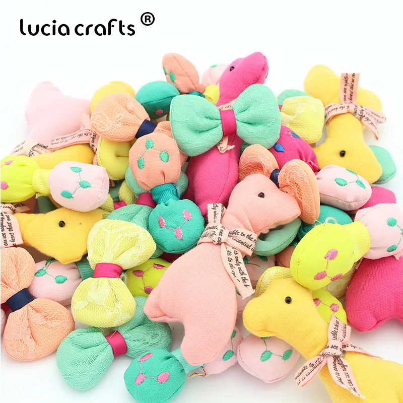 

50g Cute Two-tone Random Mix Embroidered Bow Stuffed Dolls DIY Gift Sewing Clothing Hair Clip Embellishment Accessories B0204