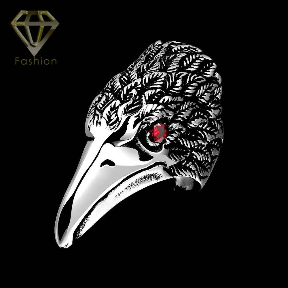 New Punk Desain Fashion Keren Merah Mata Elang 316L Stainless Steel