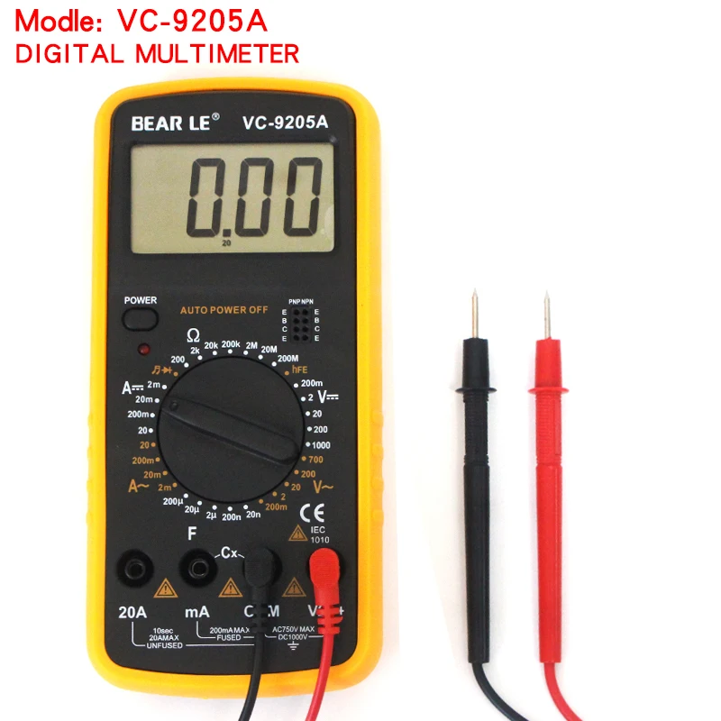 2017 hight quality vc9205a digital multimeter manual range digital digital multimeter how to use