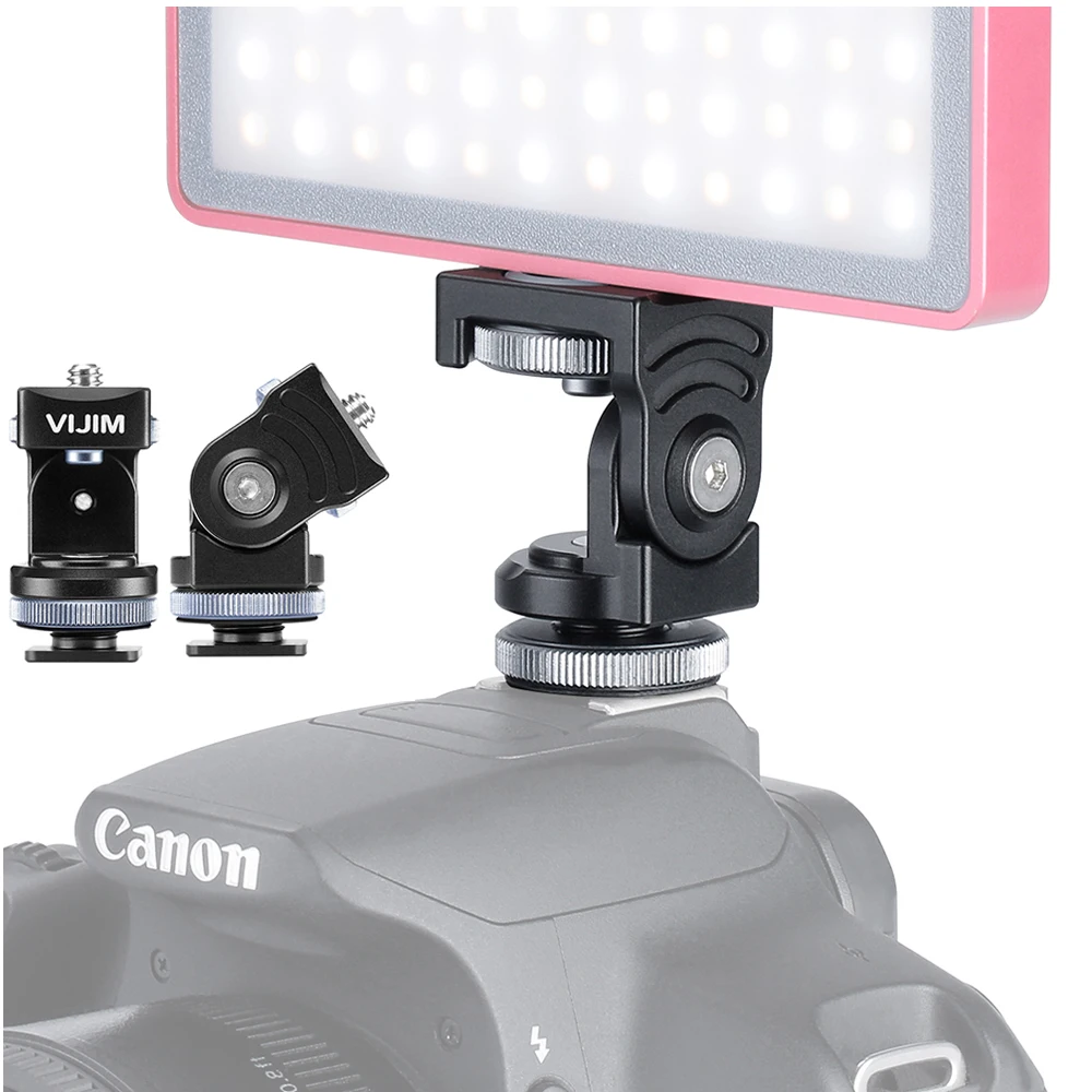 

VIJIM Camera Head Strong Damping 360 Paranomic Ballhead with Cold Shoe Mount Bracket Holder for Filed Monitor light on camera