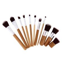 11 Pcs Makeup Brush Set Bamboo Wood Fiber Brush Professional Makeup Brushes Set Eyebrow Eyeliner Powder Brushes Tools Maquiagem