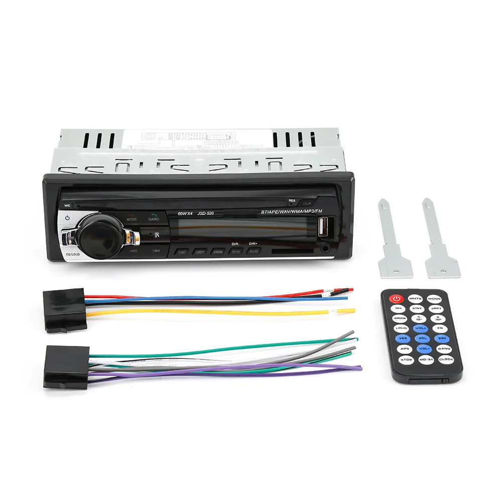 Авторадио 12 В автомобиля Радио Bluetooth 1 din стерео плеер AUX-IN MP3 FM/USB/радио с пультом дистанционного управления управление для телефона Car Audio JSD520