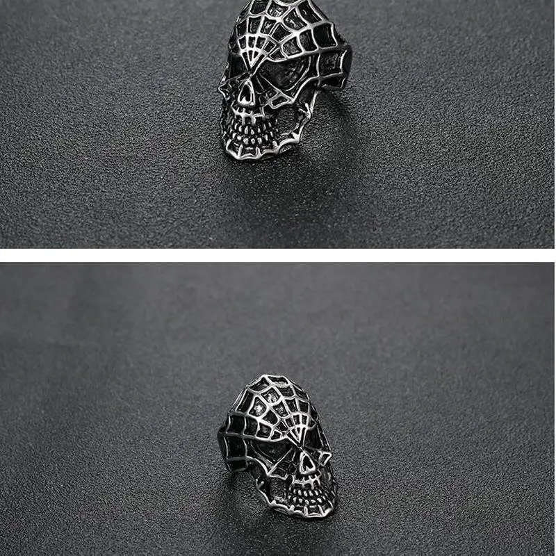 cheap Men #039;s stainless steel ring Spider Man Titanium Steel Ring European and American rock singer band skull spider ring