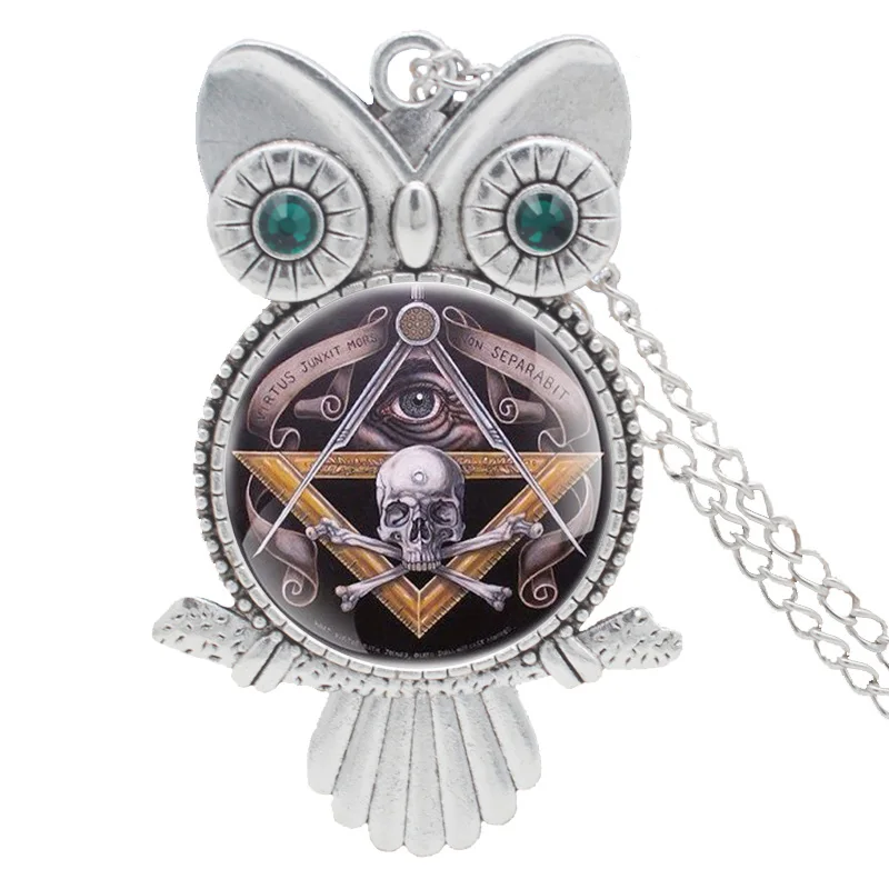 

Handmade Punk Style Classic Masonic Skull Silver Necklace Pendant Retro Men Women Steampunk Skeleton Jewelry Gifts