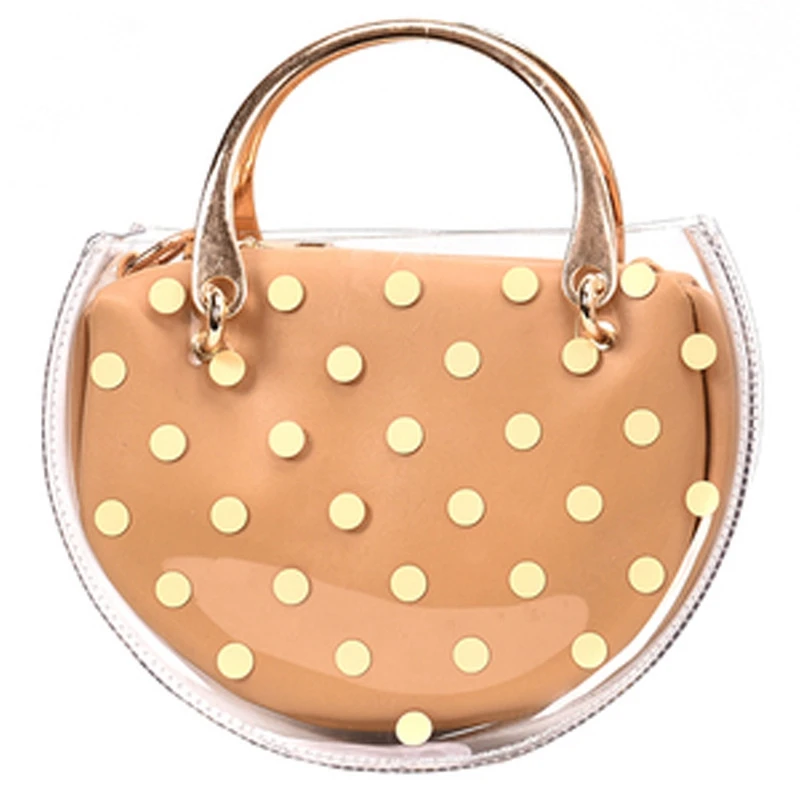 

Women'S Fashion Dot Transparent Saddle Bag Transparent Jelly Handbag Pu Composite Messenger Bag