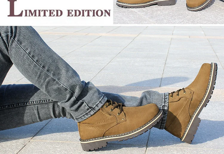 Reetene/новые модные мужские ботильоны из натуральной кожи, теплые зимние мужские ботинки на шнуровке, плюшевая мужская обувь размера плюс 39-50