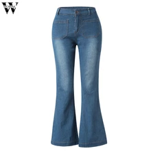 Womail джинсы femme джинсы эластичные плюс свободные джинсовые карманы тонкие двойные карманы расклешенные джинсы vaqueeros mujer Модные женские