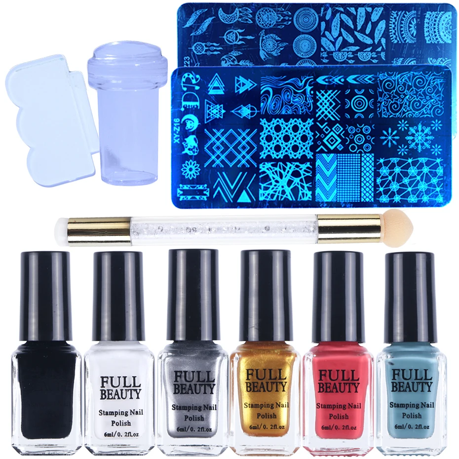 

1 Se Nail Stamping Plate Polish Set Geometry Flower Dream Catcher with Stamper Scraper Printing Pen Nail Art Manicure tool LAA34