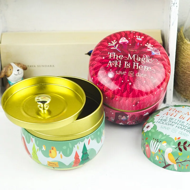 

Multifunction Tea Caddies Round Metal Box Jar Storage Boxes Powder Cans Kitchen Storage Container Can for Tea