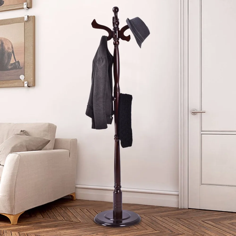

Giantex 71" Free Standing Solid Wood Coat Hat Rack Hanger Tree Stand Home Furniture New Home Furniture HW54007