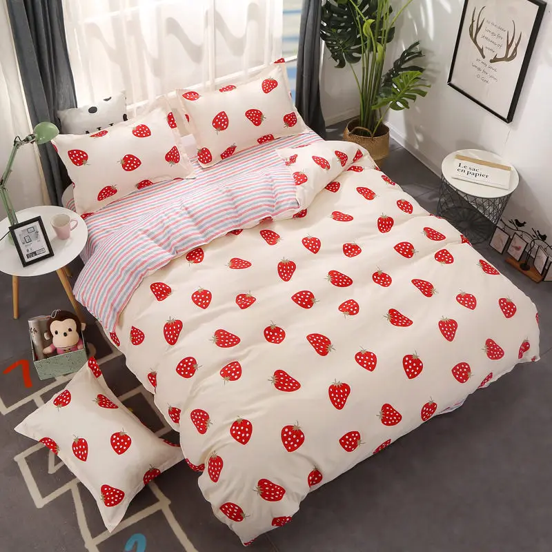 

Strawberry 4pcs Girl Boy Kid Bed Cover Set Duvet Cover Adult Child Bed Sheets And Pillowcases Comforter Bedding Set 2TJ-61013