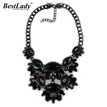 

Best lady European Luxury za Brand Fashion Gem Black Statement Black Multi-layer Choker Collar Vintage Jewelry Christmas B3516