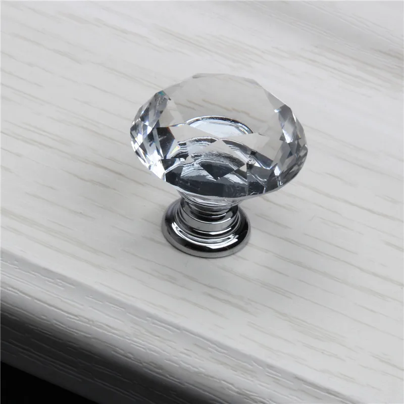Красочные 30 мм Алмазная форма дизайн Хрустальные стеклянные ручки шкаф выдвижной ящик Кухонный Шкаф Дверь Шкаф ручки Фурнитура - Цвет: Clear