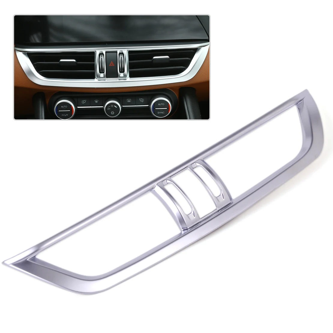 

beler 1Pc Silver Interior Central Control Outlet Air Vent Cover Trim Car Accessories Decoration Fit for Alfa Romeo Giulia 2017