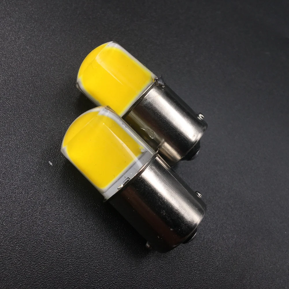 

2X 1156 Auto P21W BA15S LED Light Car COB Turn Signal Bulb Parking Backup Reverse Tail Lamp DC12V Amber Yellow