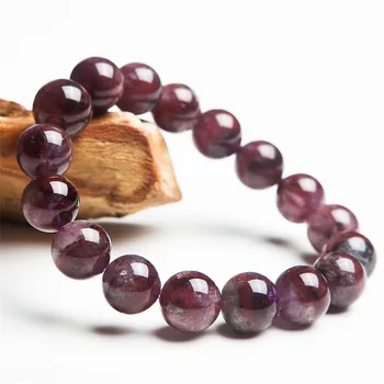 

12mm Genuine Natural Auralite 23 Gemstone Bracelets For Women Lady Clear Round Crystal Bead Bracelet
