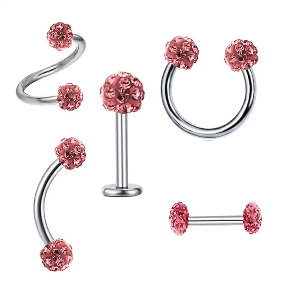 JUNLOWPY Piercing Ring Nose Lip Ear Body Crystal Ball Eyebrow Twist Belly Rings Tragus Piercing Ear Cartilage Helix Earring Stud