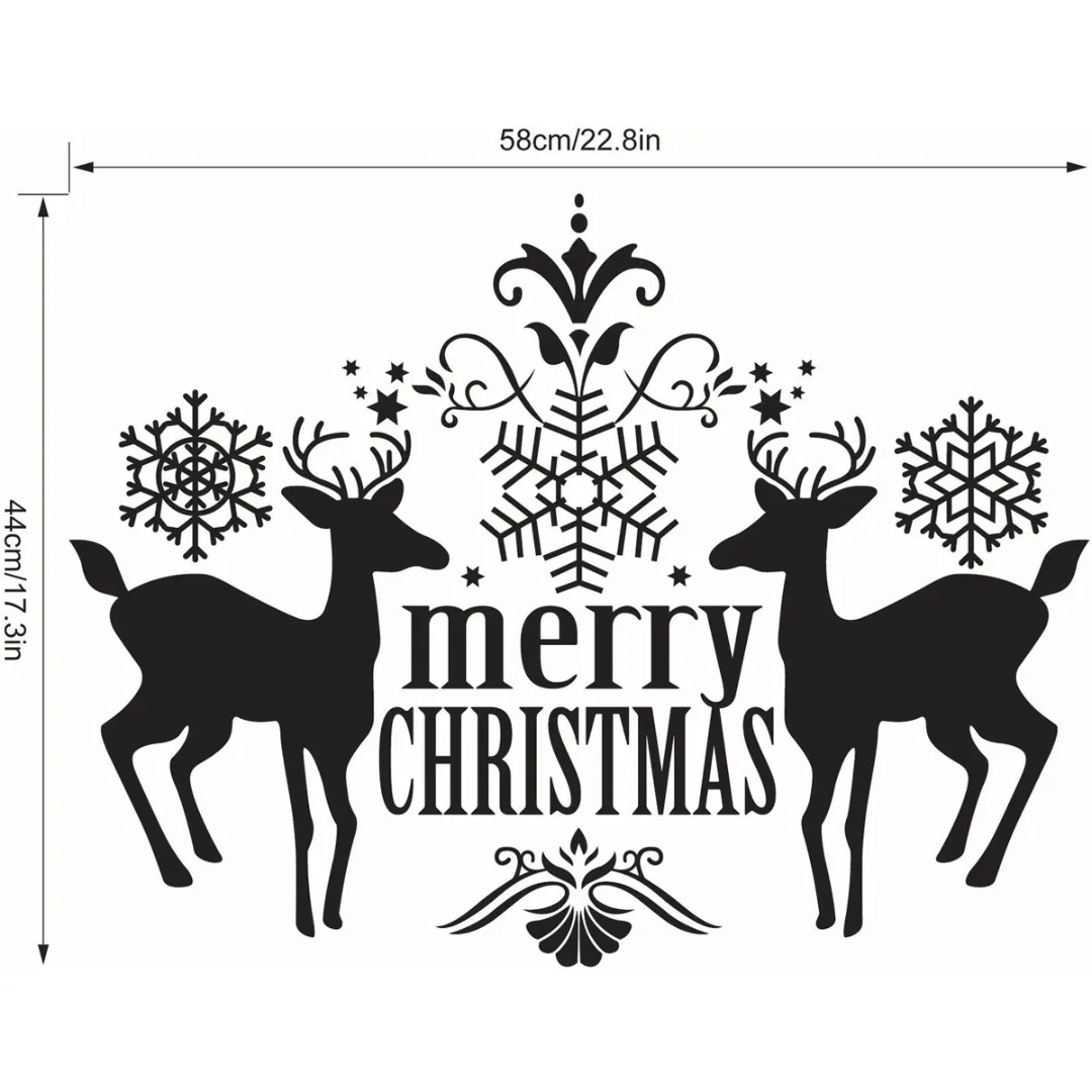 2018 Newest Cute Merry Christmas Happy New Year Deer Window Shopcase Wall Sticker Home Decal