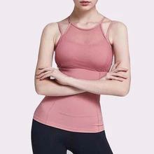 Сексуальный жилет для йоги с внутренней подкладкой, Женский Топ для фитнеса, без рукавов, спортивные футболки, майка для бега, спортивная одежда для бега, женская рубашка