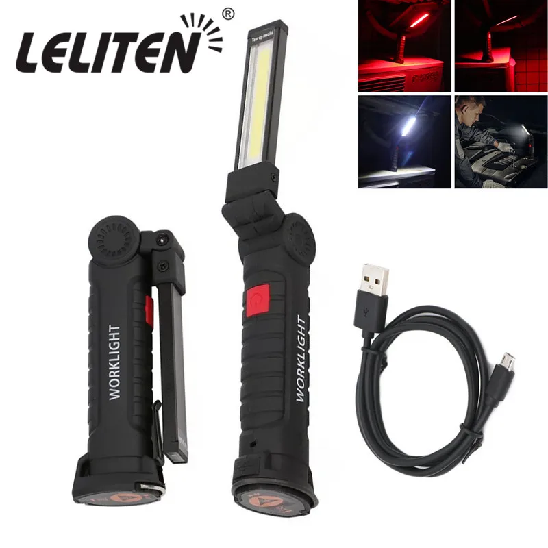 

USB Charge Multi-function COB LED Flashlight Car Maintenance lighting Working lamp + Built-in lithium ion battery + USB Cable