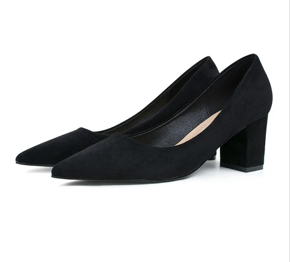 

2019 high heels spring new women's shoes low to help shoes pointed high heels thick with women's shoes