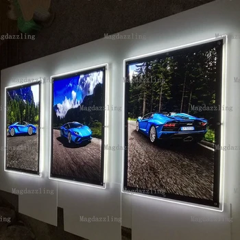 

3PCS Indoor Wall Mounted Ultra Slim LED Acrylic Poster/Picture Frames,Crystal Advertising Light Box Signage A1