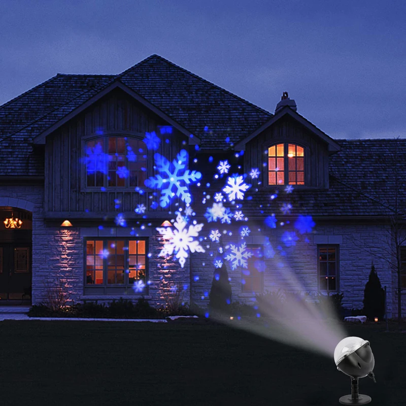 Snowflake Lights Outdoor LED Projector Lamp Waterproof Moving Snowfall Light with Remote Control for ChristmasHoliday Party Decorative(5)