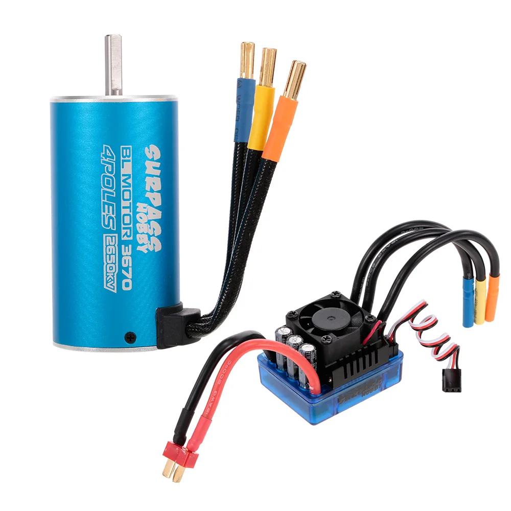 

3670 2650KV RC Car Sensorless Brushless Motor and 120A Brushless ESC for 1:10 1:8 RC Truck Cars