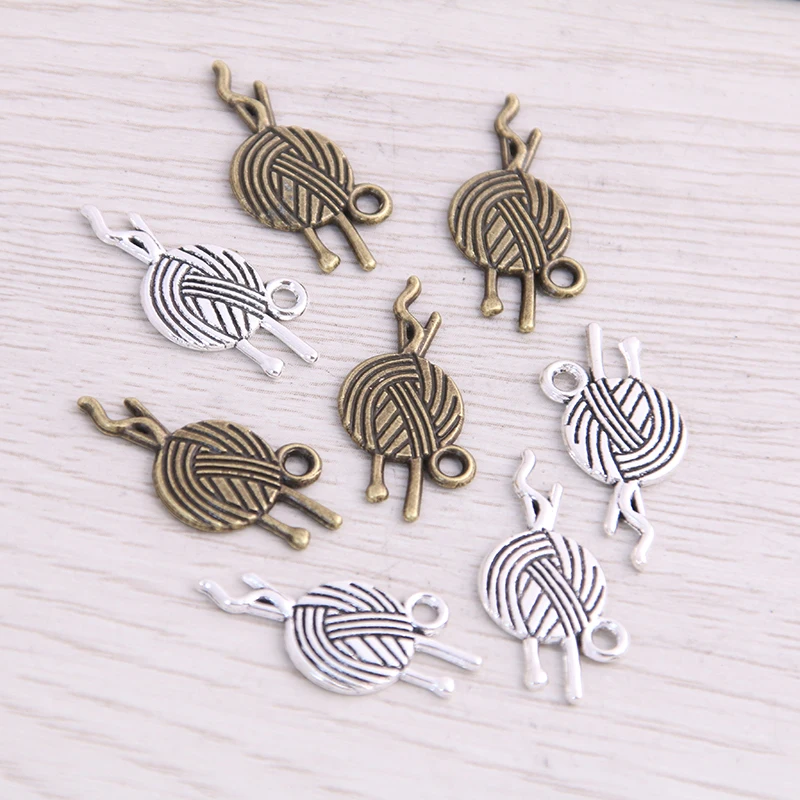SWEET BELL 24pcs 12*24mm Two Color Metal Zinc Alloy Yarn Ball Knit Crochet Charms Fit Jewelry Pendant Makings | Украшения и