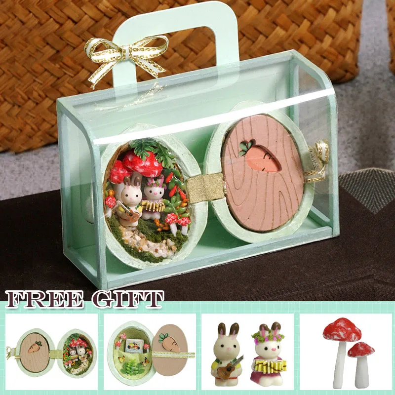 DIY миниатюрная мебель для кукольного дома деревянные Miniaturas Кукольный дом коробка театральные игрушки для детей подарки на день рождения Каса семя мир R6 - Цвет: R03