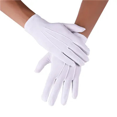 Fashion 3 Line Men's Thin Spandex Gloves Short Black / White Stretch Wrist Gloves Full Finger Daily Wear Cycling Gloves Luvas - Цвет: Белый