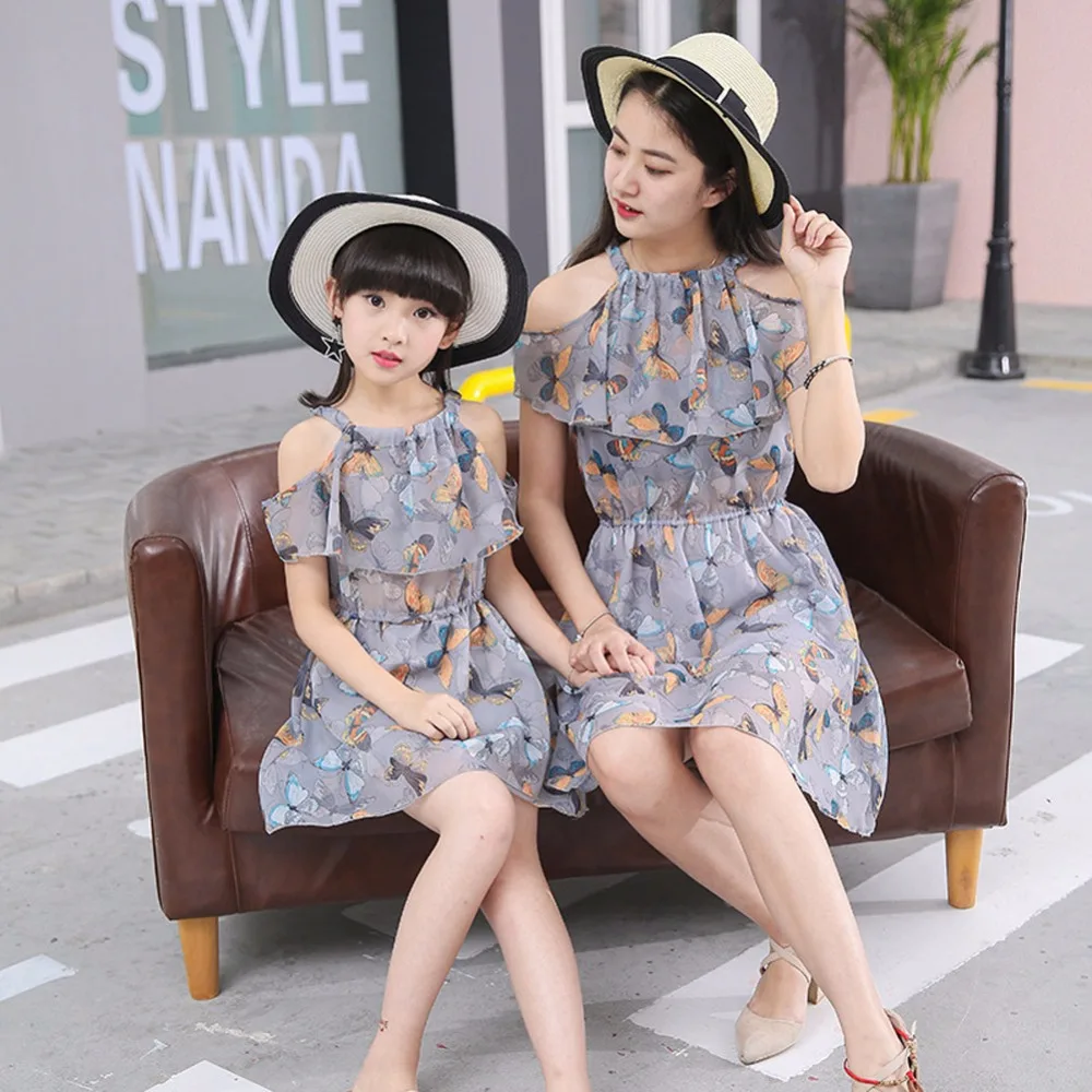 2018 Summer style mother daughter dresses family look clothing mom and ...