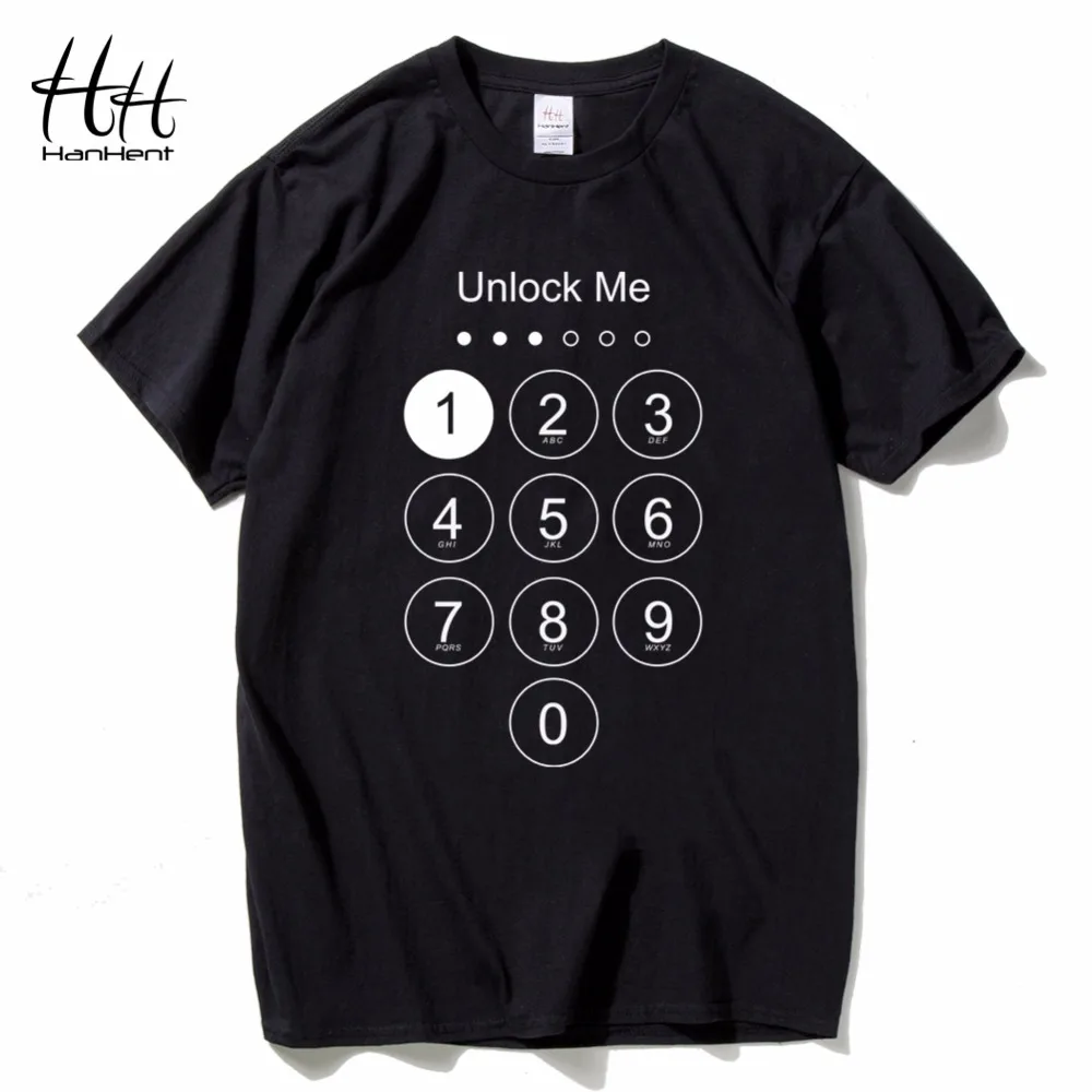 

HanHent Unlock Me Funny T-shirt Mens Summer Short Tee shirt Black Geeks Casual Shirt Boys Novelty Men's Clothing Black T shirt