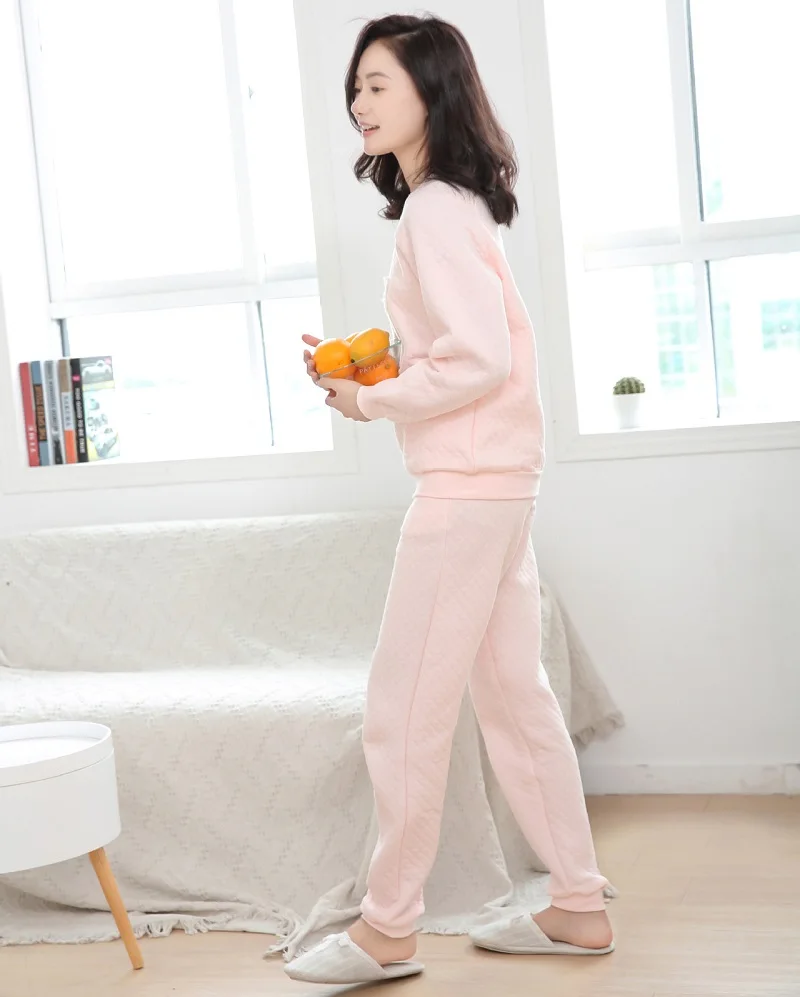 thick cotton winter pajamas sets pullover (4)