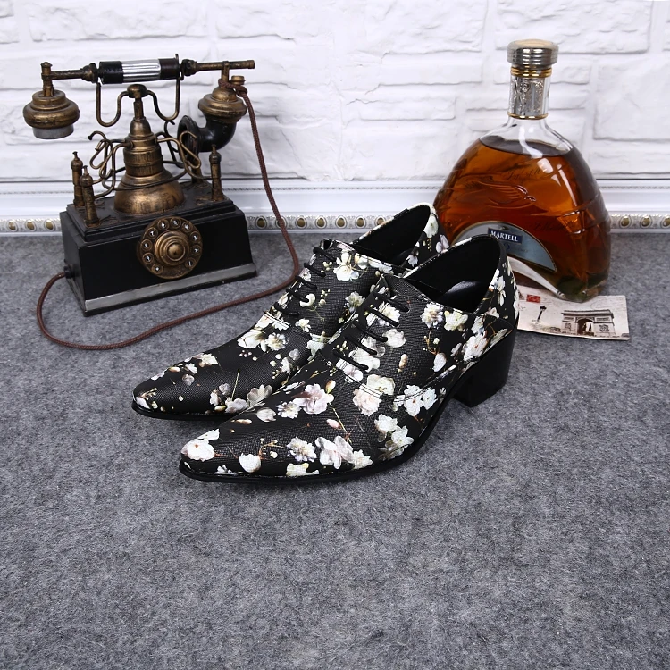 Hombres Encaje Hombre Zapatos Vestido Calzado 2018 Cuero Mens Oxford Para Partido Agradable Hasta Impresión Vestir Floral De BqtwI81