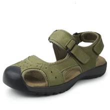 Спортивный костюм для малышей! Красивые летние мужские пляжные сандалии с закрытым носком; сандалии на ремешке и петлях; 111% г.; спортивные сандалии из натуральной кожи на открытом воздухе