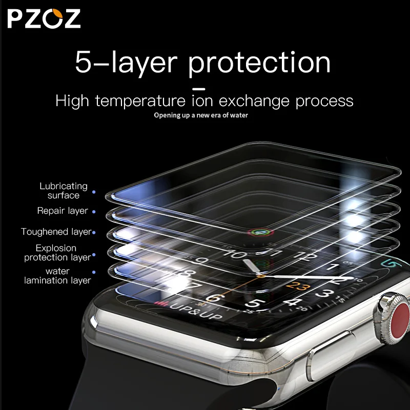 Защитный чехол PZOZ для apple watch 4 5 мягкая Гидрогелевая пленка 3D 1 2 3 38 мм 42 40 44