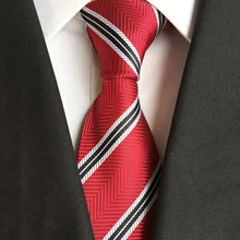 Для мужчин узкие галстуки 8 см красный черный, белый цвет жаккард тонкий узкий вечерние платье в полоску Бизнес галстук Gravatas мужской галстук работы