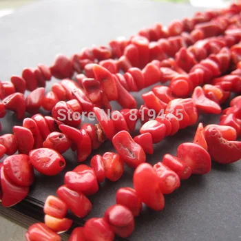 

30" Red Artifical Coral Beads Chip Gravel Beads for jewelry making wholesale and retail