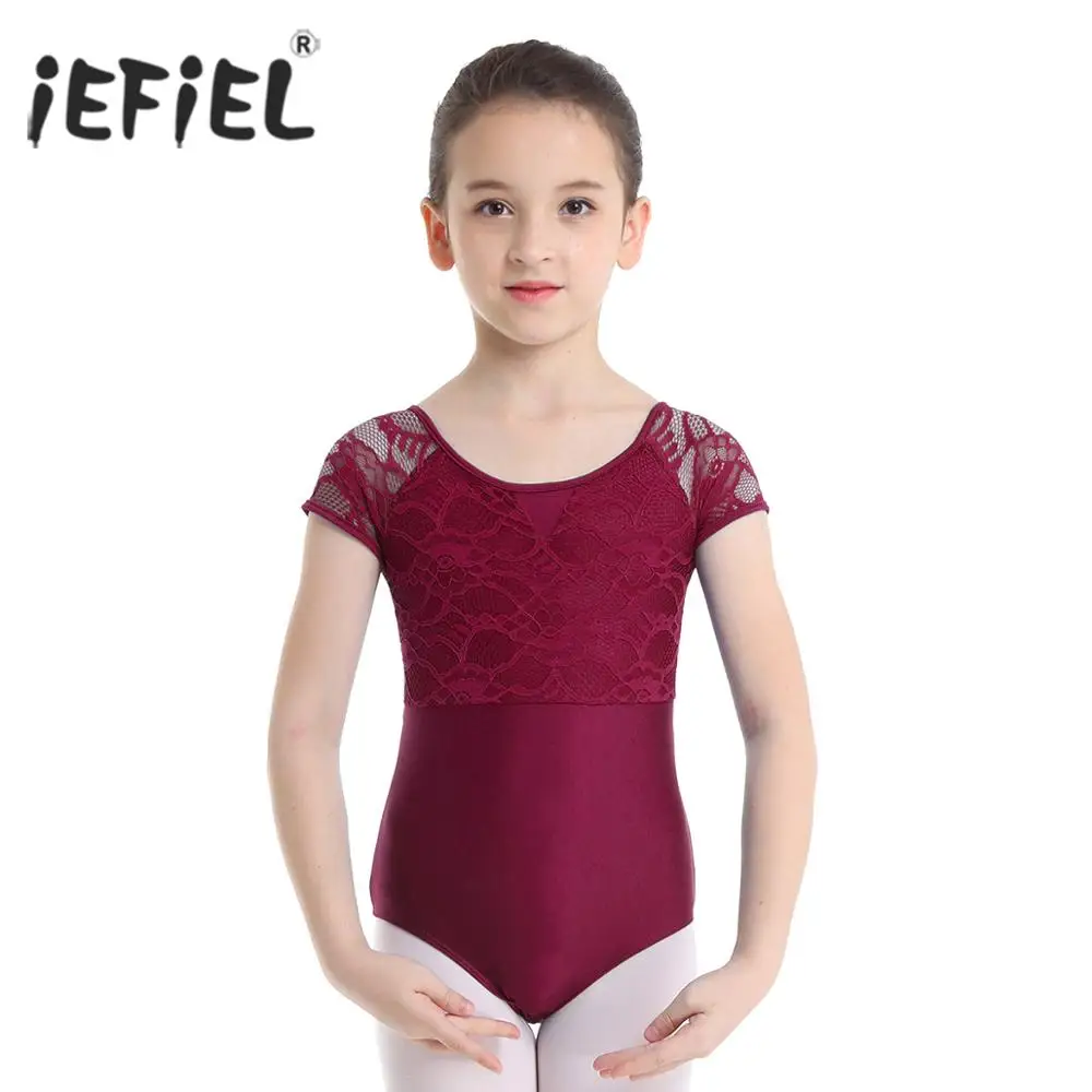 IEFiEL/костюм для девочек-подростков; Turnpakje; балерина с цветочным кружевом и бантом на спине; костюм для балета; гимнастика; балетное трико; боди для детей