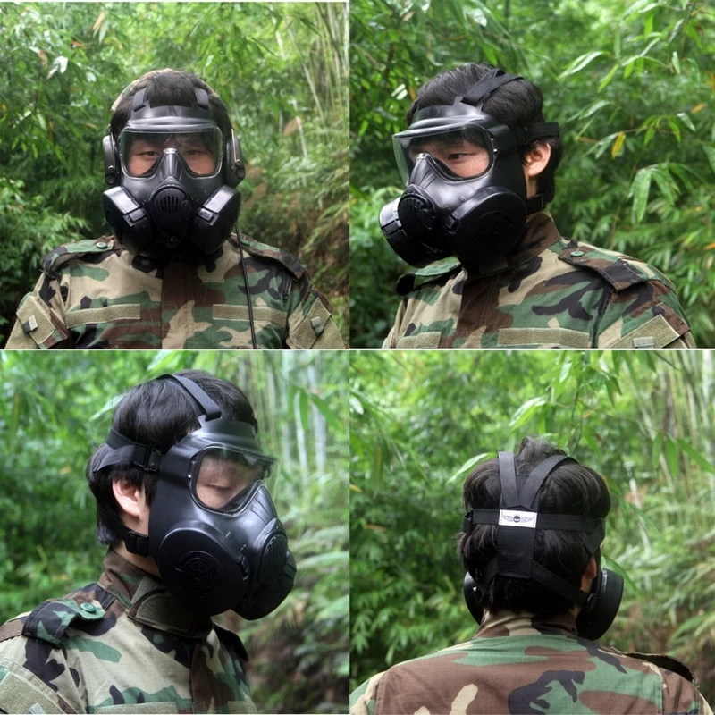 Tactical Skull Masks Fog Fan Military Gas Mask Black Training Mask For