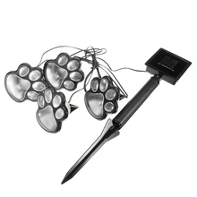 4 LED Solar Bear paw shape Print Decorative Lights LED Path Lamp DIY Bears Paws for Outdoor Garden Decortion