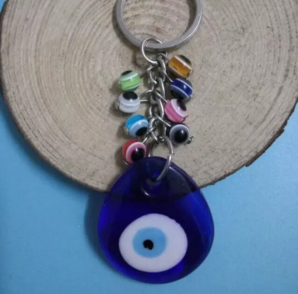 

Fashion Lucky Evil Eye Turkish Greek Drop shape Glass Amulet Charms Pendants Fit Key Chain Ring Key Chains Womens&Men Gift X132