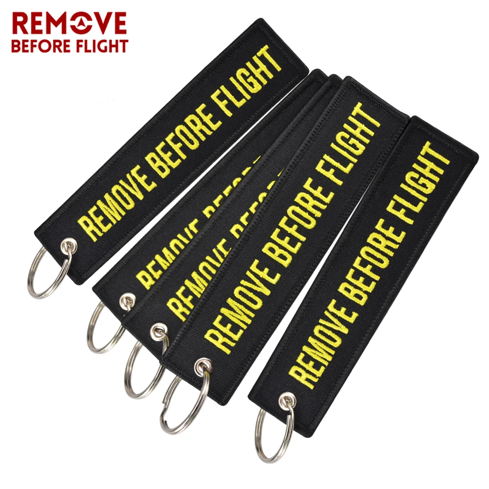 

5 PCS/LOT Remove Before Flight Keychain Embroidery Motorcycle Key Safety Tag for Aviation Key Fob Car Keychain Jewelry Accessory