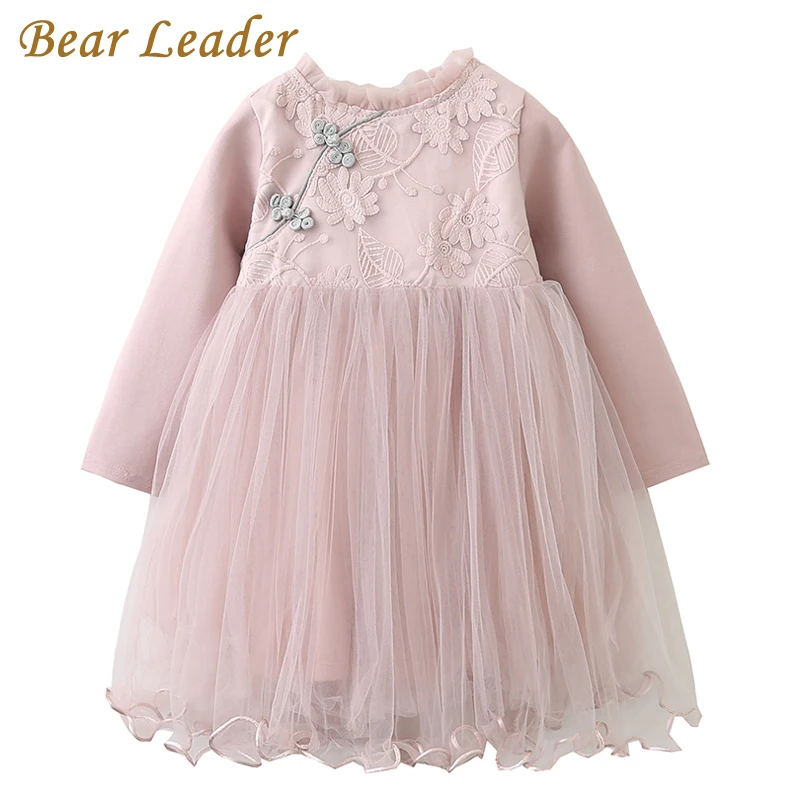 

Bear Leader Girls Dress 2017 New Autumn Brand Baby Girls Lace Flowers Patchwork Kids Ball Gown Children Clothing For 3-7 Years