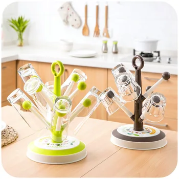 

DIY Tree Shape 6 Hook 8 Hook Drainage Cup Holder Glass Rack kitchen Accessories Storage Rack Plastic Drain Cup Holder