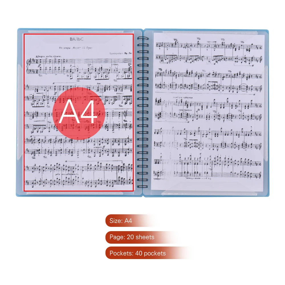 Многофункциональный музыкальный держатель для очков формата А4, бумажный лист, файл для документов, органайзер, папка с 40 карманами